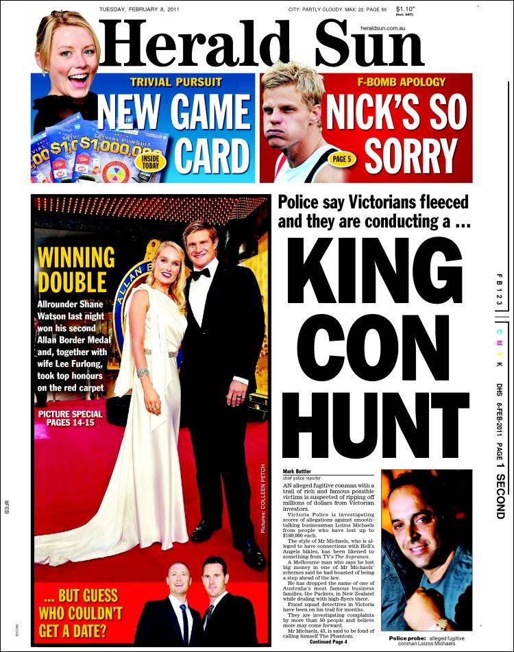 Herald Sun (Australia) Front Page for 6 April 2013 